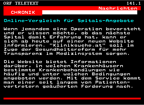 Klinikvergleich als Fopperei